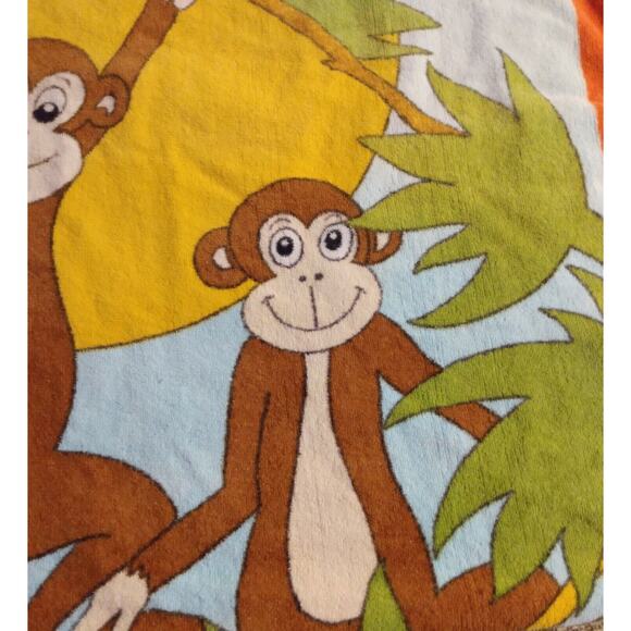 Vintage Terrimondo Beach Towel With Laughing Monkeys Hanging From Tree GAMBON - Picture 8 of 12